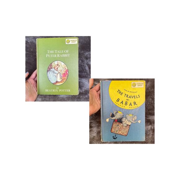 Dandelion Library 2-in-1 Book Tale of Peter Rabbit & Travels of Babar Vtg Child - Picture 1 of 12